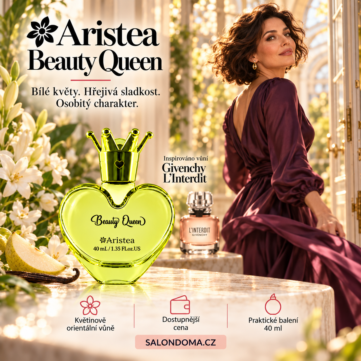 Aristea Beauty Queen mezi bílými květy